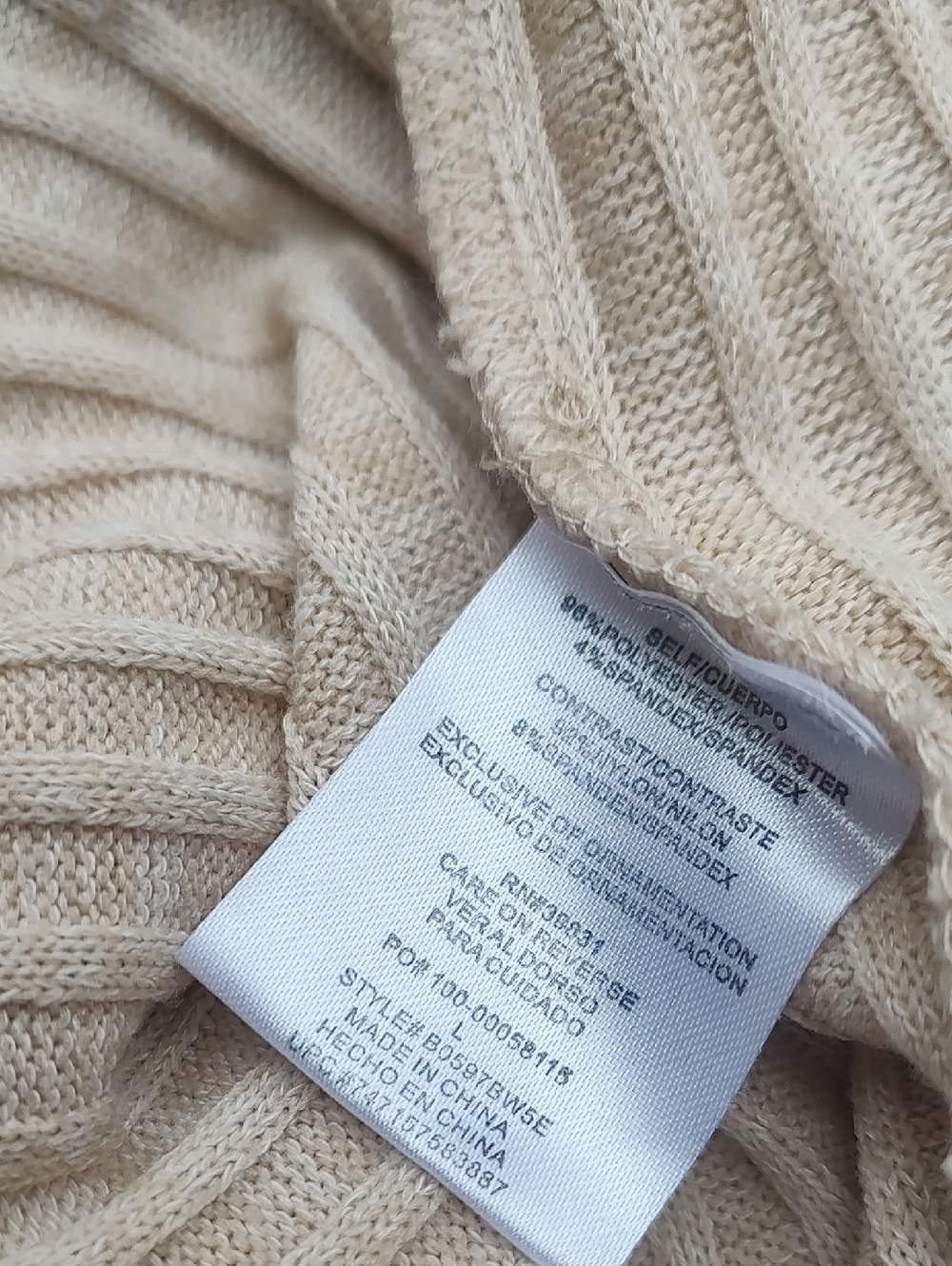 Democracy Lace-Trim Ribbed Knit Top - Beige - Picture 9 of 9
